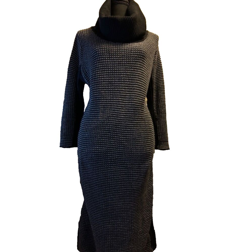 Pink Rose Heather Grey and Black Sweater midi Cowl Neck Dress Sz 1X NWT